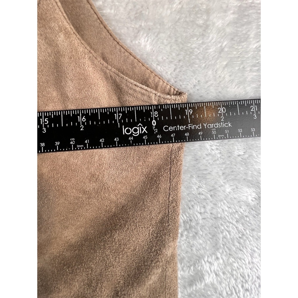 VINTAGE 80's 90s LL Bean Vest Womens M  Brown Suede Waistcoat Old Money Leather - Picture 3 of 6